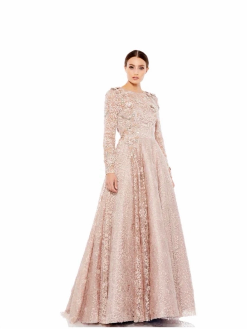 MAC DUGGAL 11121 Mocha Floral
Lace Sequin Rhinestone
Embellished Dress Gown 14